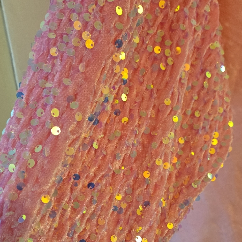 BiBi Pink Pink Sequin Sleeve Top sz L - Picture 3 of 3